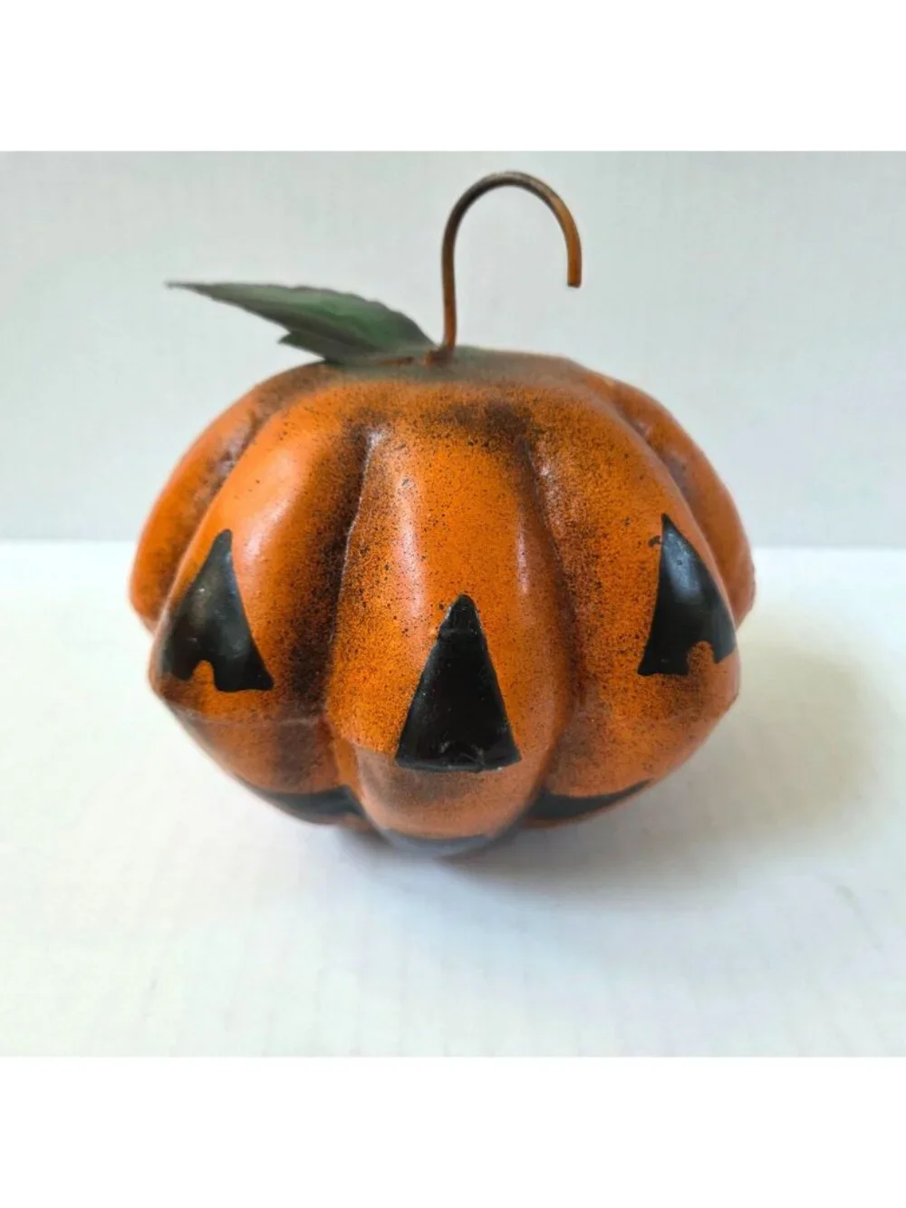 Folk Art Hand Painted Metal Halloween Decor Pumpkin Jack O Lantern Nancy Capuano
